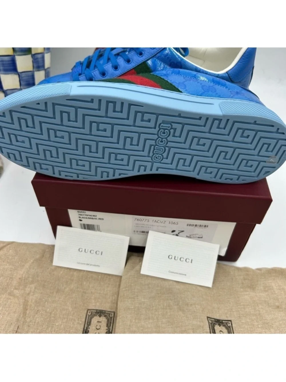 Men’s Gucci, ace Crystal canvas low top sneaker size 7 fits 8US made in Italy